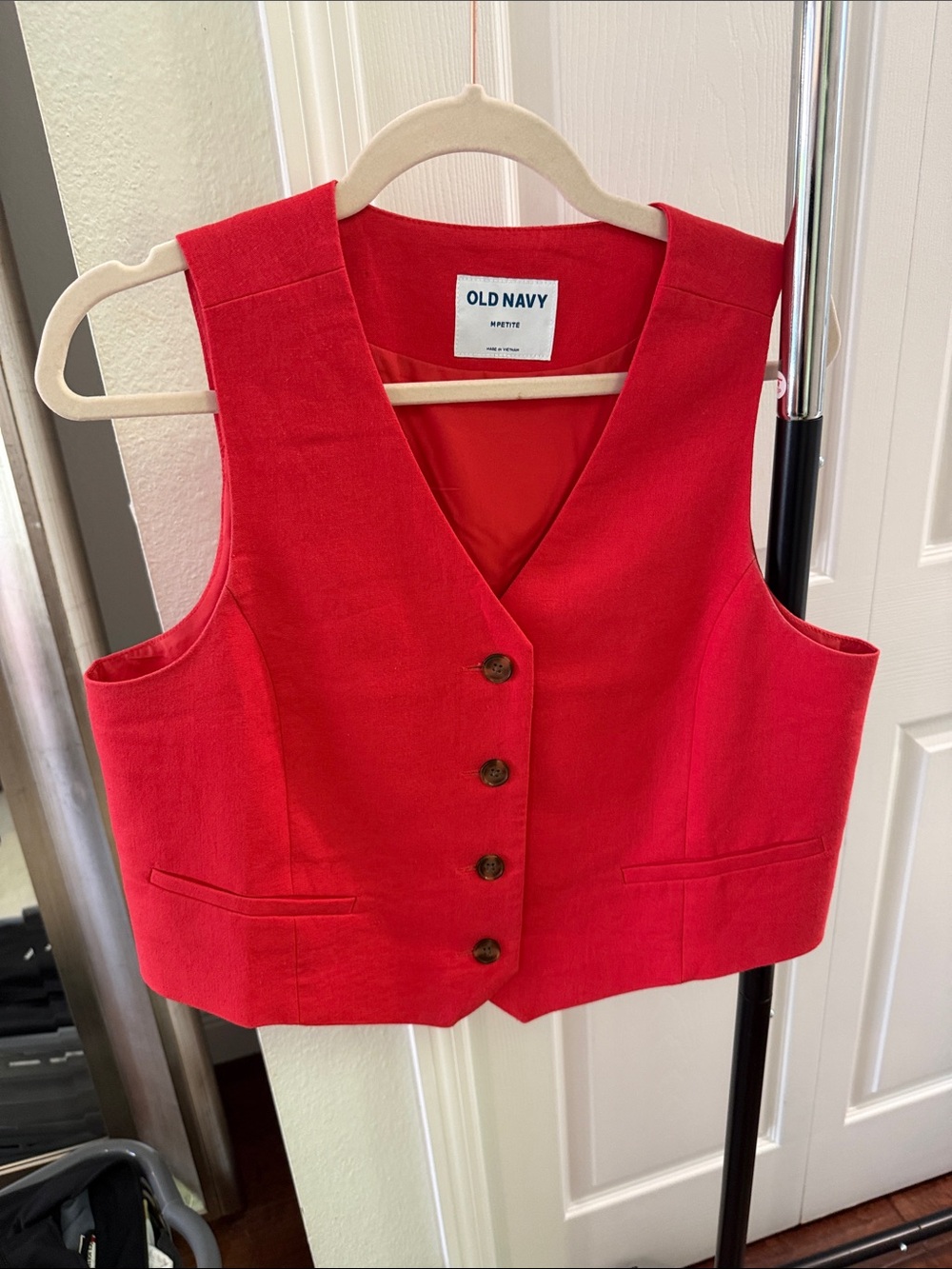 Old Navy Women's Bright Red Button-Front Vest